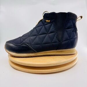 Teva ReEmber Boots Womens 8 Black Quilted Mid Ankle Pull On Casual Slip On Boots